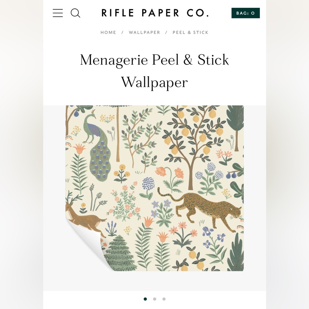 Rifle paper co Menagerie peel & stick wallpaper